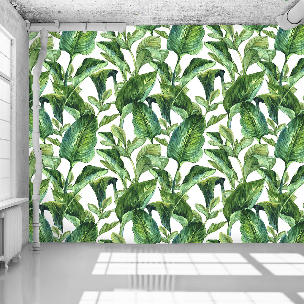 Banana Leaves White Wallpaper - WYNIL by NumerArt Wallpaper and Art