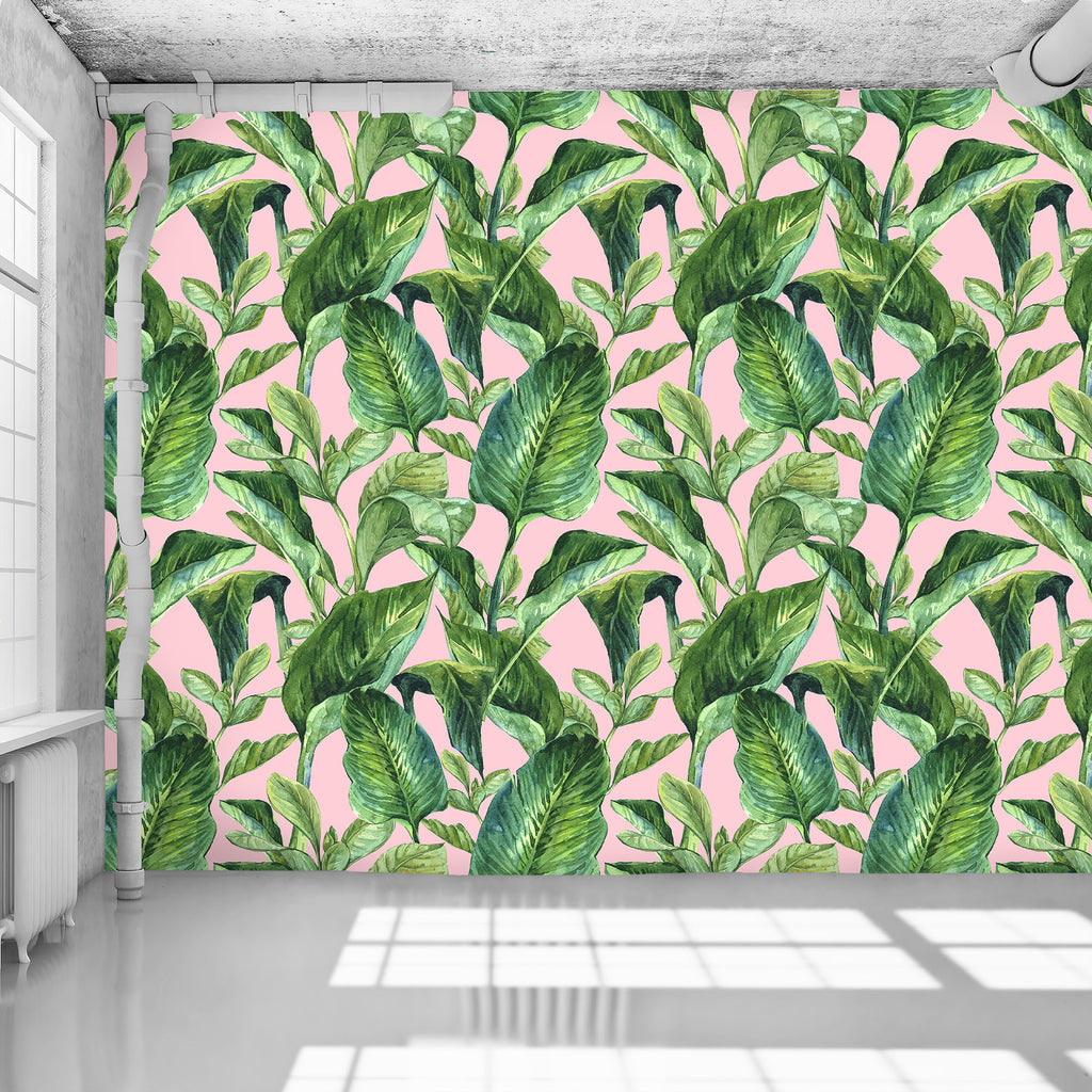 Banana Leaves Pink Wallpaper - WYNIL by NumerArt Wallpaper and Art