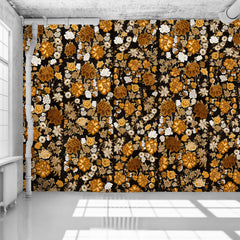 Gold Frida Flowers - WYNIL by NumerArt Wallpaper and Art