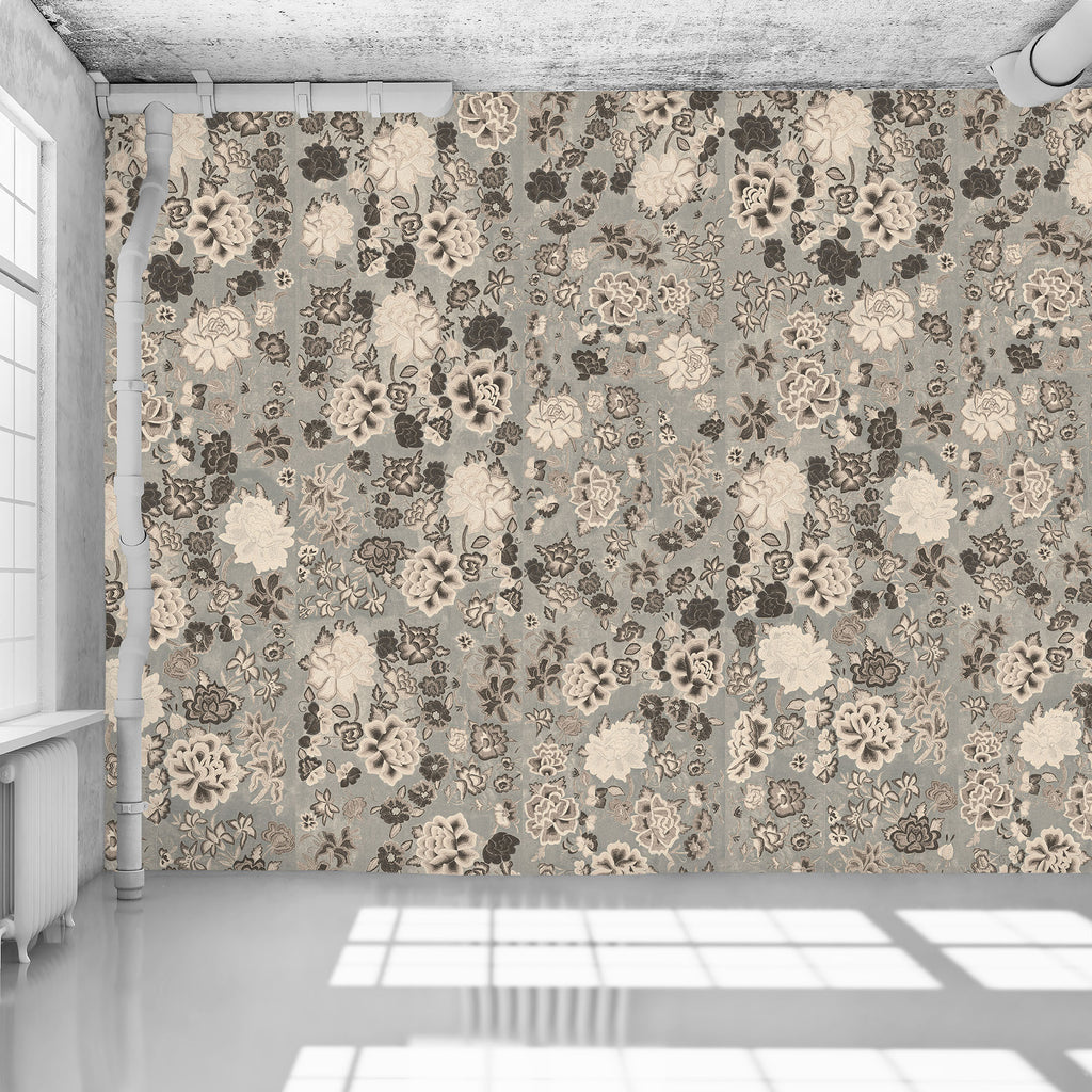 Frida Flowers Grey Wallpaper - WYNIL by NumerArt Wallpaper and Art
