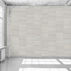 Pale Grey Aztec Embroidery Wallpaper - WYNIL by NumerArt Wallpaper and Art