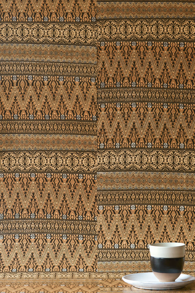 Gold Aztec Embroidery Wallpaper - WYNIL by NumerArt Wallpaper and Art