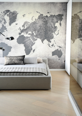 Art World Map Mural Grey - WYNIL by NumerArt Wallpaper and Art