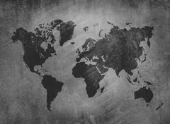 Art World Map Mural Grey - WYNIL by NumerArt Wallpaper and Art